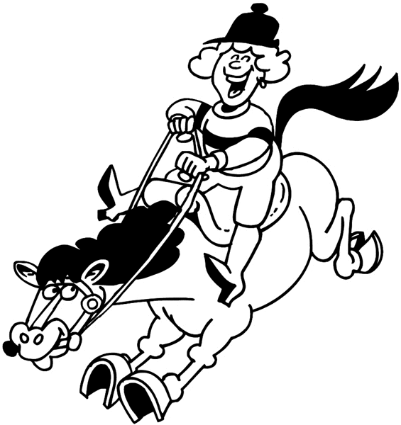 Youngster riding a horse vinyl sticker. Customize on line.       Children 020-0296  